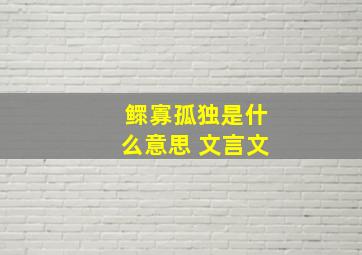 鳏寡孤独是什么意思 文言文